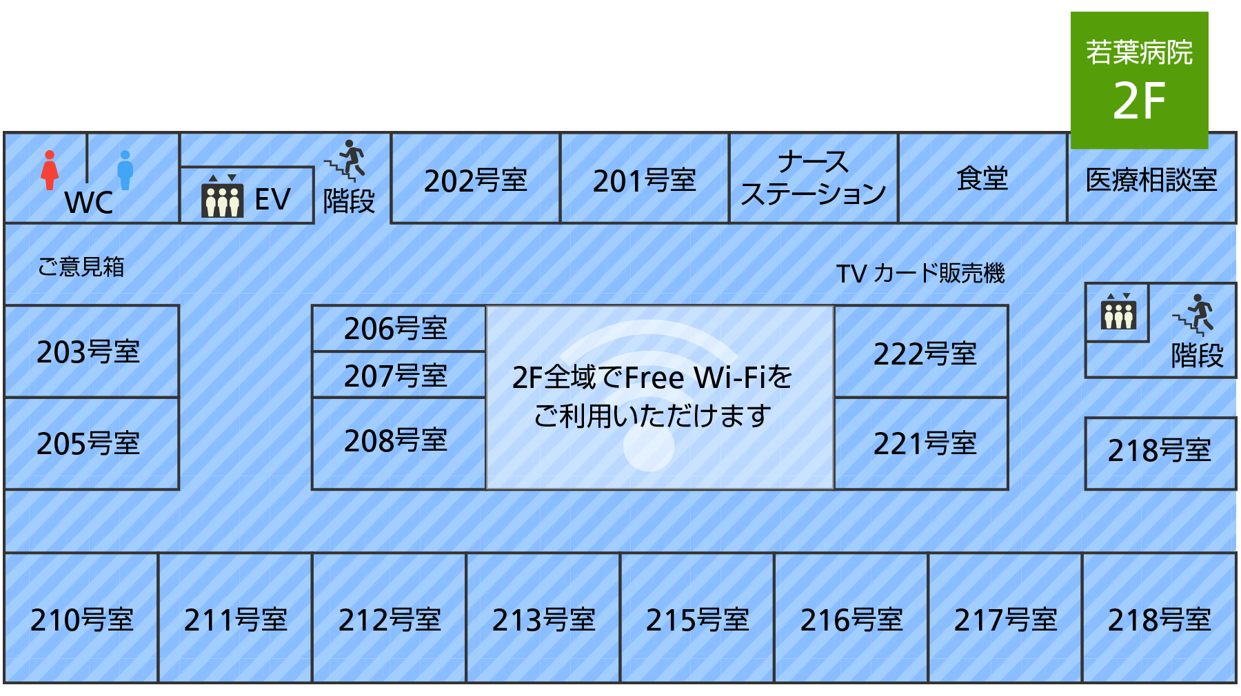 若葉病院 Free Wi-Fiエリア（2F）